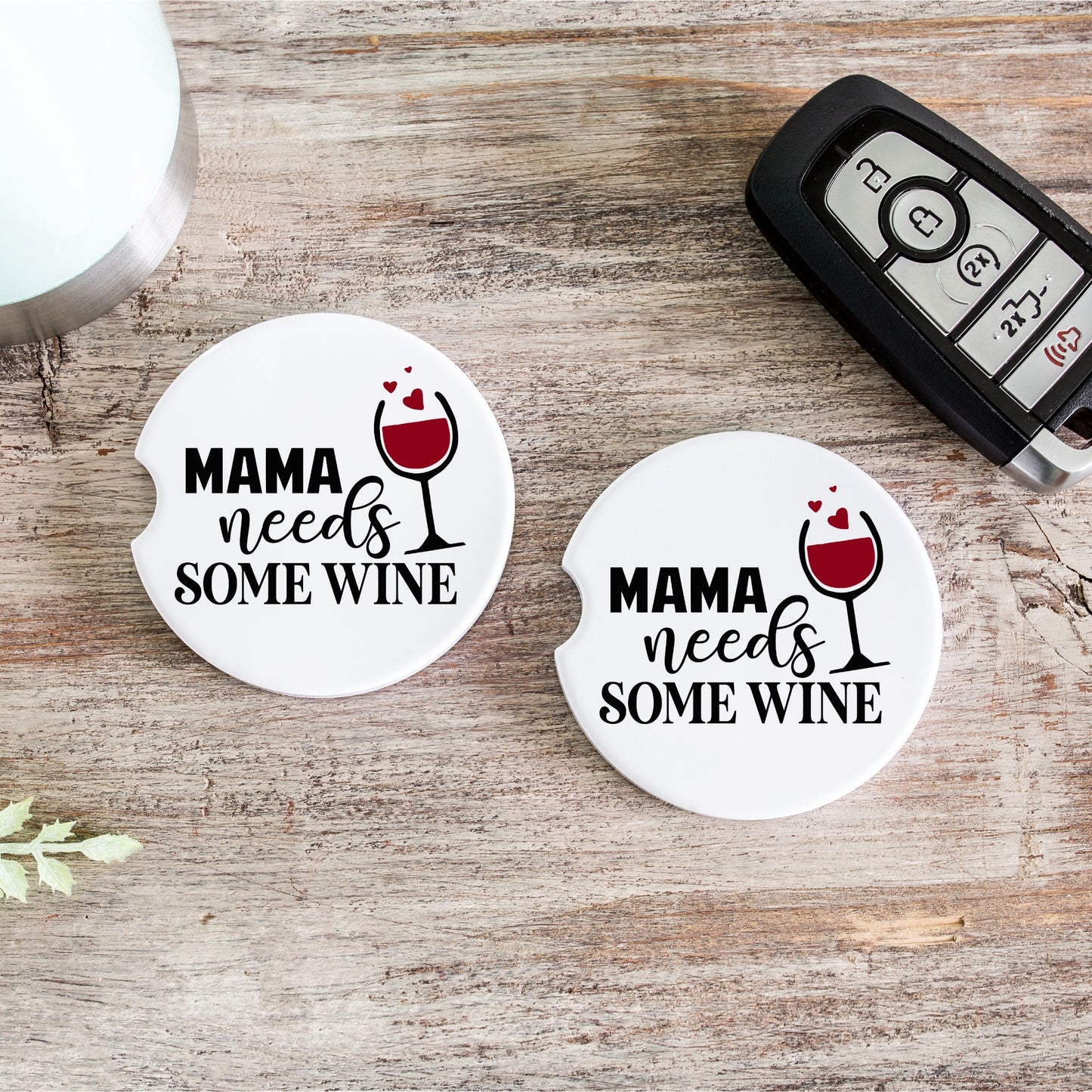 Mama Needs Some Wine | Car Coaster | Set of 2