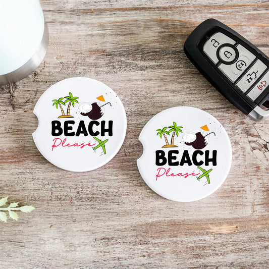 Beach Please | Car Coaster | Set of 2