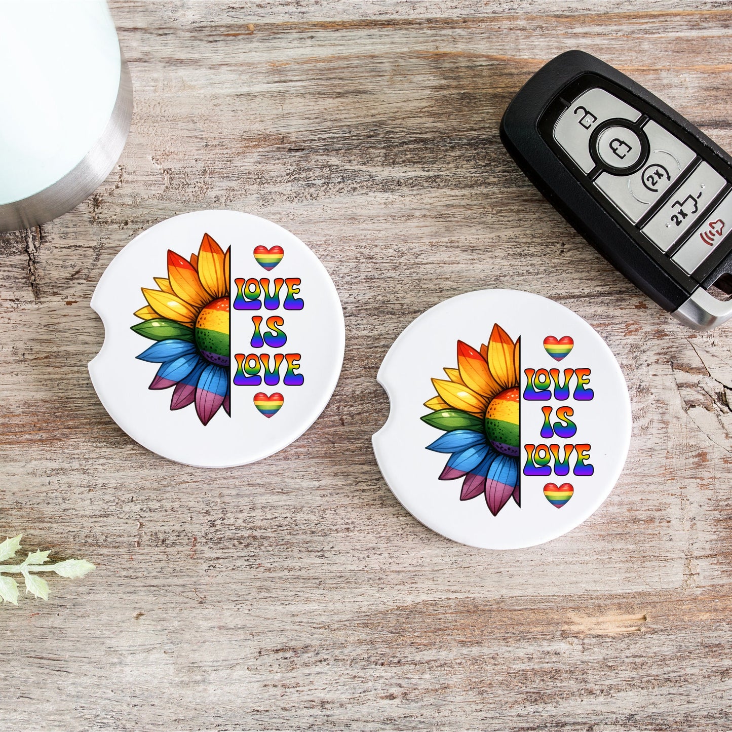 Love Is Love | LGBTQ | Car Coaster | Set of 2