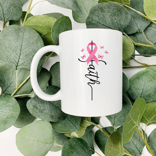 Faith - Breast Cancer Awareness Coffee Cup sublimation