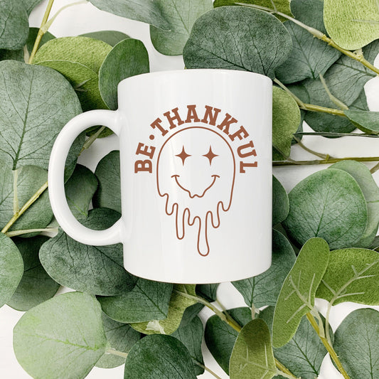 Be Thankful Dripping Smiley Face 15oz Coffee Cup